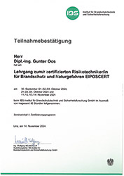 Risikotechniker für Brandschutz und Naturgefahren 