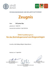 Biogas Betriebspersonal